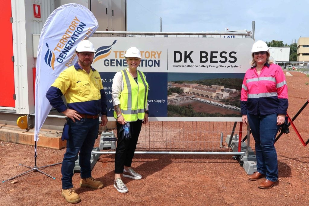 Territory Generation CEO Gerhard Laubscher; Minister for Essential Services, the Hon Kate Worden; and the Chief Minister of the NT, the Hon Eva Lawler. DK BESS